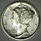 1938 D Mercury Silver Dime 10c US Coin Brilliant Uncirculated Denver Mint