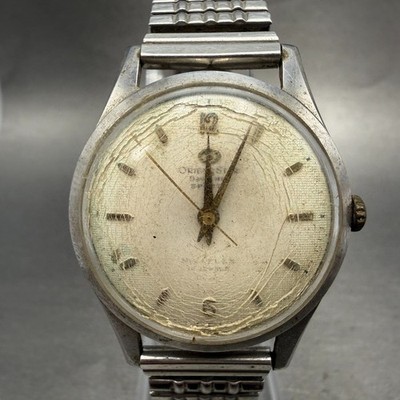 Orient Star Dynamic Watch Men 33mm White Dial Silver Tone Round VTG PARTS