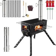 Tent Stove  Wood Stove with Tall Feet,Portable Hot Tent Stove with 6 Stainless C