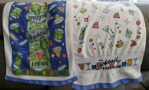 The Cocktail Lounge Kitchen Dish Bar Towels Set of 2 Throw-back to 50's-60's - Picture 4 of 16