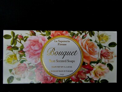 La Saponeria Firenze Bouquet Rose Scented Soap Made in Italy Set of 3 x 4.40 OZ