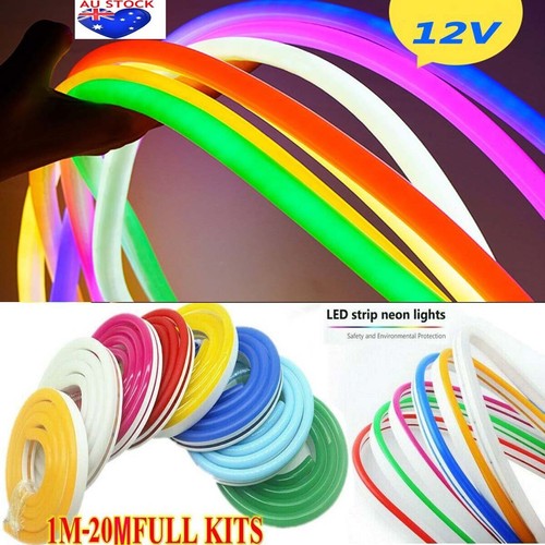 Neon Strip Light Flexible Rope LED Tubes Tape Lamp 12V Waterproof For Home Party