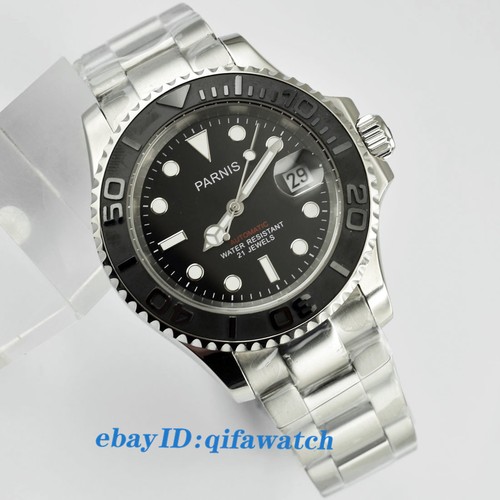 2404 Parnis 41mm Ceramic Bezel Black Dial Sapphire Crystal Automatic wrist Watch - Picture 3 of 5