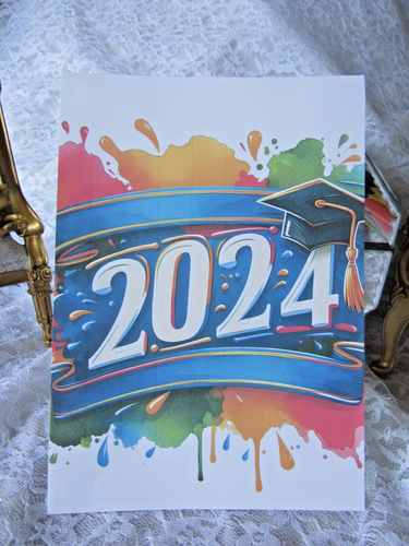 2024 gradiation congratulations card, cap w/tassel, colorful, nice verse, env.