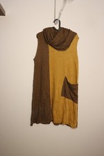 Chalet brown and pumpkin color block sweater dress with large front pocket, M