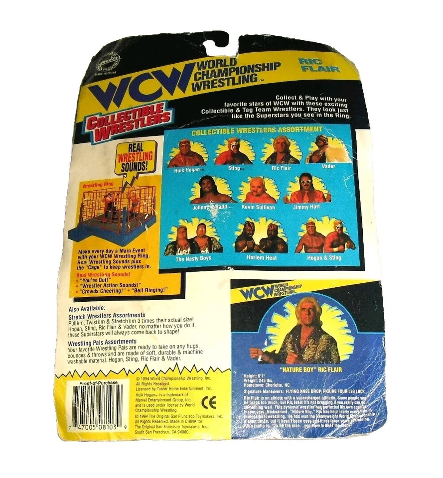 Figura de acción Ric Flair Nature Boy WCW de colección años 90 1994 Toymakers baúles púrpuras Foto 2 de 2