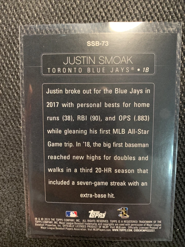Justin Smoak 2019 Topps Stars Of The Game Holo 2019 Baseball Card #SSB-73 - Image 2 of 2