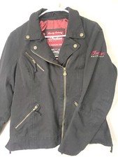 Indian Motorcycle Women's Embroidered Black Canvas Biker Jacket Sz L