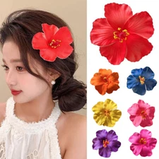 Hibiscus Flower Hair Clip Side Bangs Clip BB Hairpin Beach Wedding Duckbill Clip