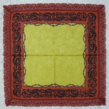 L591 GIANNI VERSACE Jacquard Red Cotton Scarf Scarves Pocket Square 16" X 16.5"