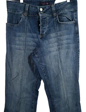 Vigoss Button Fly Jeans Womens 32x32 Zip Out Flare Leg Stitched Crease Boho