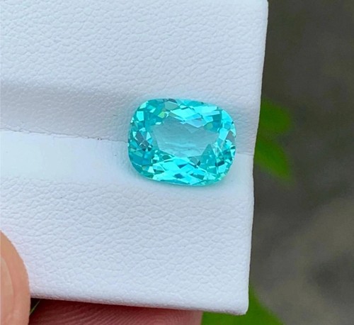 Certified Natural Paraiba Tourmaline 10.45 Ct Neon Blue Cushion Loose Gemstone - Picture 3 of 5