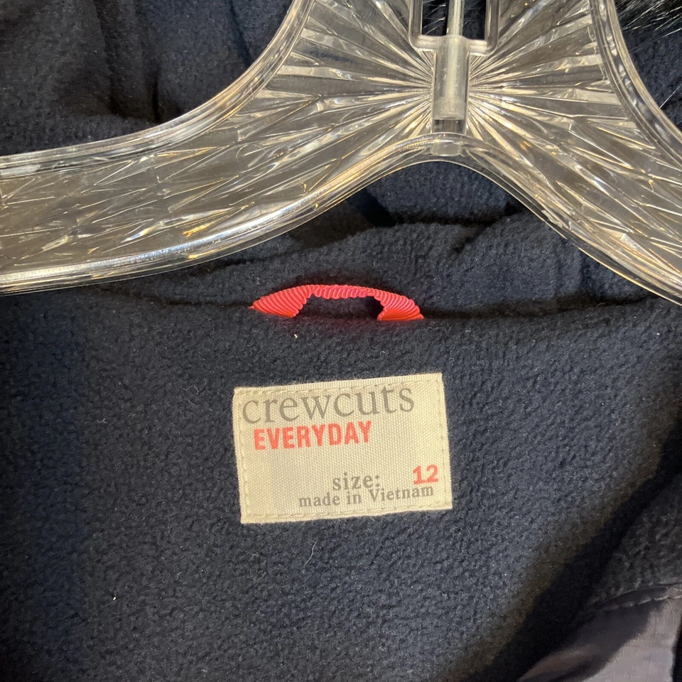 Chaqueta de uso diario Crewcuts niñas 12 piel sintética con capucha manga larga azul acolchado invierno Foto 2 de 4