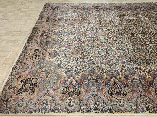 10x14 KARASTAN ANTIQUE IVORY FLORAL KIRMAN 700 -759 100% WOOL RUG - Picture 8 of 18