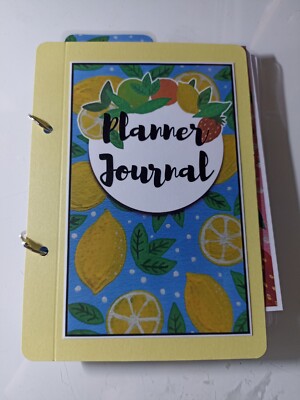 Handmade Planer Journal, Obst, Zitrone, Orange, Erdbeere, Tagebuch, Scrapbook, 