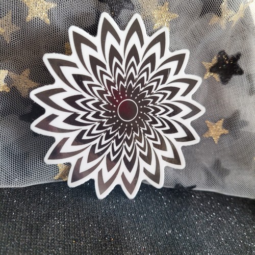 BWC003-spitz blumenförmig schwarz weiß Aufkleber | monochromatisch | psychadelisch - Bild 11 von 12