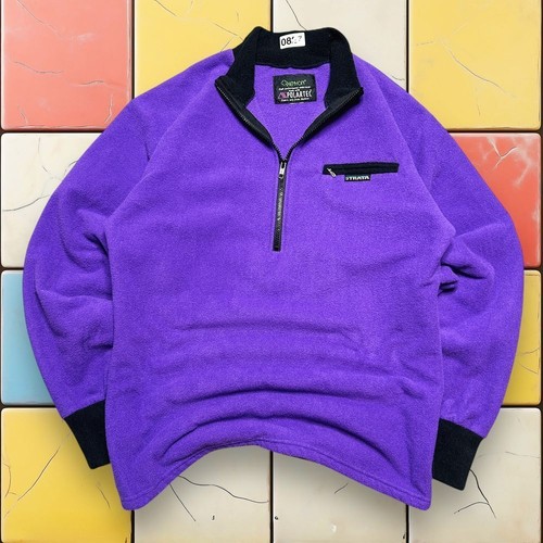 Vintage Polartec Fleece Quarter Zip Jacket 80s Mens M Purple Sweater Strata