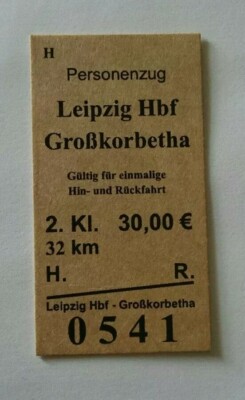 Fahrkarte Sonderzug Leipzig Hbf Großkorbetha 91 134