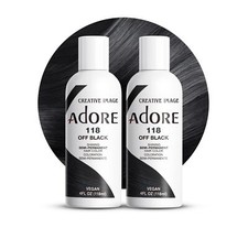 Adore Semi Permanent Hair Dye Off Black Pack of 2 4 Fl Oz Vegan Cruelty Free