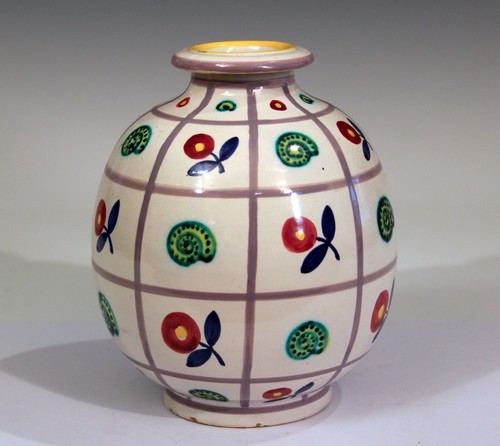 Emilio Polci Italian Pottery Flower Snail Grid Figure Raymor Vintage Vase - Picture 2 of 12