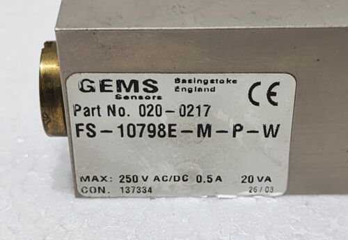 Gems Sensors 020-0217 Flow Switch 2.0-75 L/m, FS-10798E-M-P-W - Picture 2 of 6