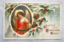 Wishing You Christmas Cheer Antique 1912 Postcard Germany Embossed IARC Angel