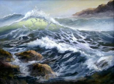 High-quality Handpainted Canvas Oil painting Ocean waves on canvas