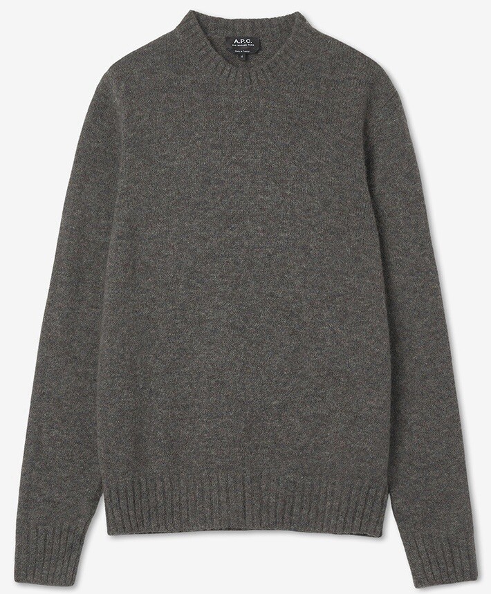 NWT APC Lucas Wool Alpaca Blend Crewneck Sweater Khaki Chine Olive  Sz XL