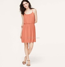 NWT Ann Taylor LOFT SHIRRED SPAGHETTI STRAP Comfy Perfect Soft Summer Dress Sz M