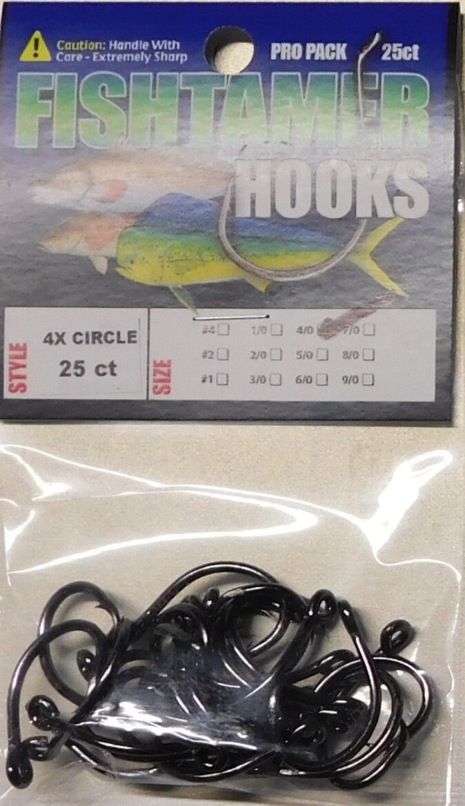 4X Anzuelos Circulares FISH TAMER Pro Pack - Super Sharp - Tallas #4 - 13/0  (25pk)