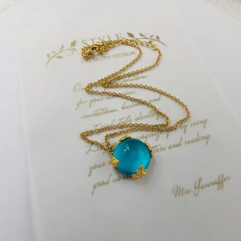 Conjunto de regalo para mujer y mujer collar pendientes piedra azul oro conjunto de joyas Foto 4 de 4