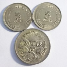 Singapore 1980 5 cents - magnetic and non-magnetic variety