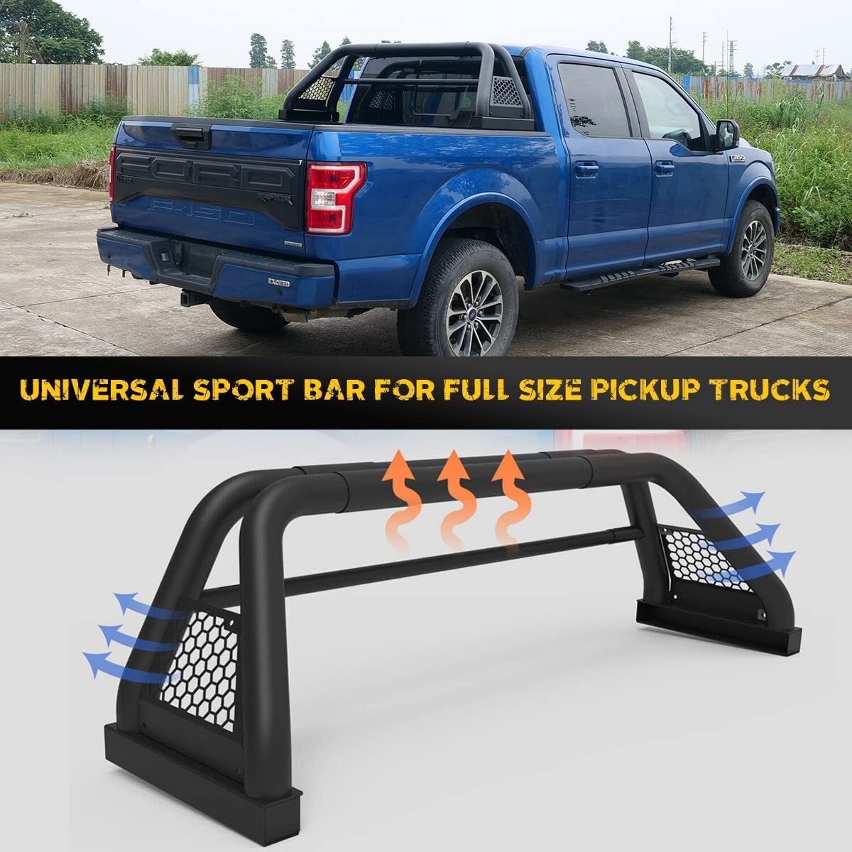 Adjustable Roll Sport Bar Chase Rack Bed Bar Full Size For 2015