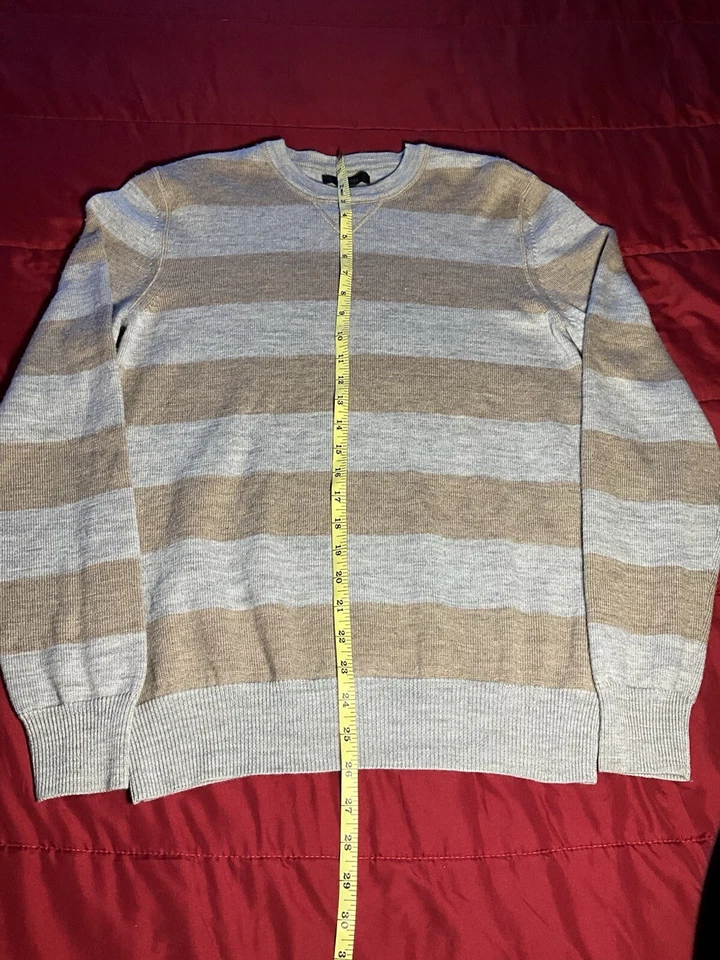 Suéter listrado Express masculino pulôver de lã merino manga longa tamanho médio - Imagem 4 de 4