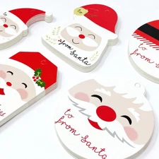 Wrapables 100pcs Santa Claus Tag Labels with Bakers Twine for Gift Labelling
