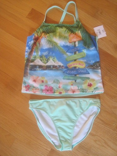 Girl OP HAWAIIAN TROPICAL VILLAGE PRINT TANKINI bathing swim suit NWT 14 16  | eBay