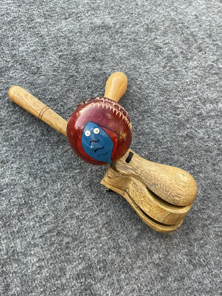 Juego de 2 castañuelas de madera y cara tribal pintadas a mano MARACAS ÚNICO❤️ct39j2 Foto 3 de 4
