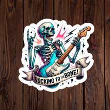 Skeleton sticker vinyl decal rocking to the bone guitar singer funny watercolors