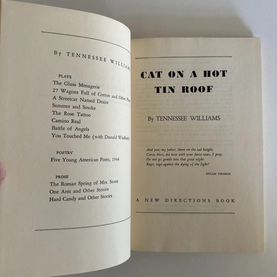 Vintage 1955 1st Ed/2nd Print - Cat on a Hot Tin Roof by Tennessee Williams HCDJ - Image 4 of 4