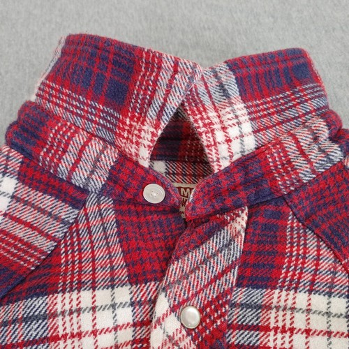 Vintage Big Mac Tall Men XLXT Red Plaid Flannel Shirt Pearl Snaps Work 25.5x33" - 第 6/12 張圖片