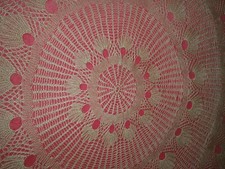 Kunststrickdecke, 130 cm Durchmesser, beige, Handarbeit