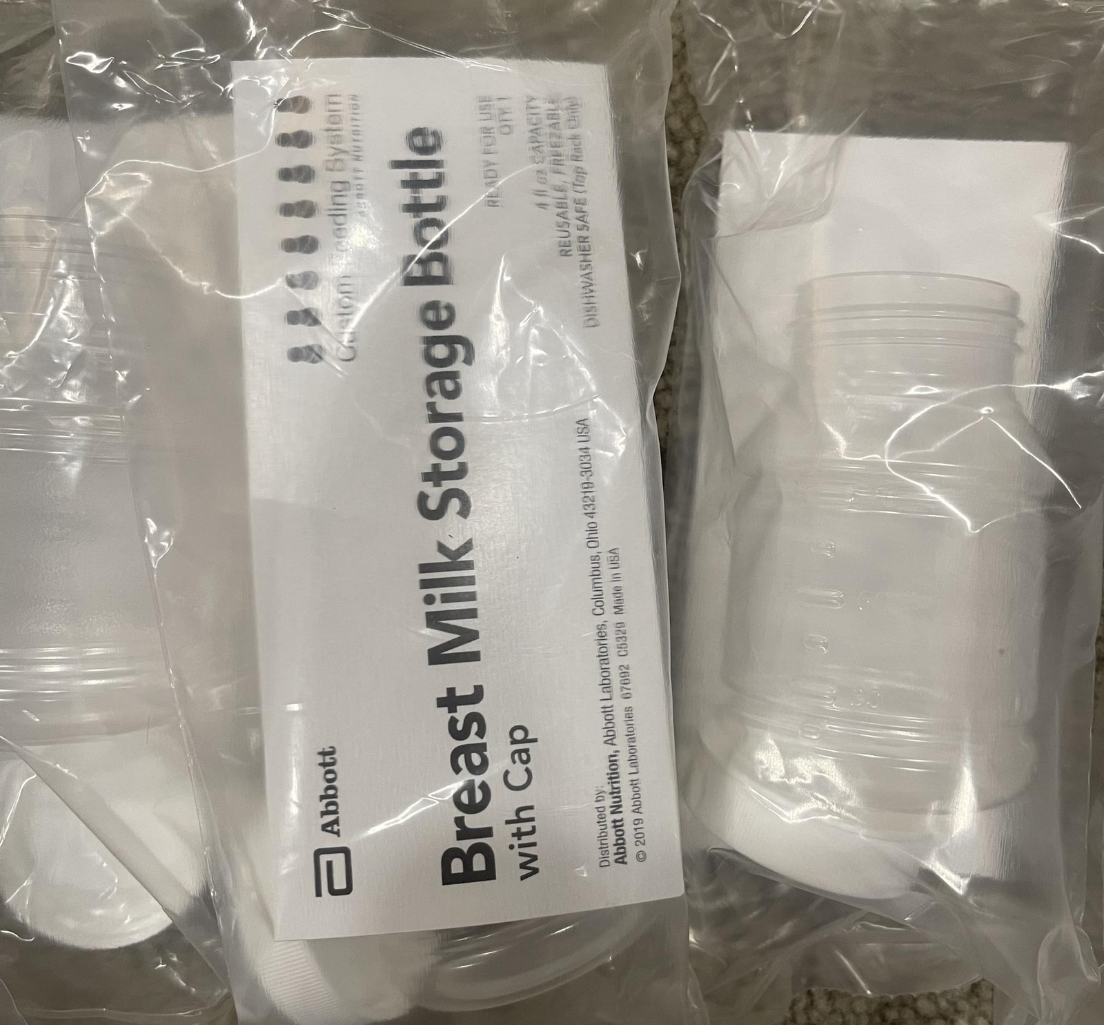 Abbott Breast Milk Storage Bottles 4 fl. oz. Ea Cap 6-pack Individual Sealed