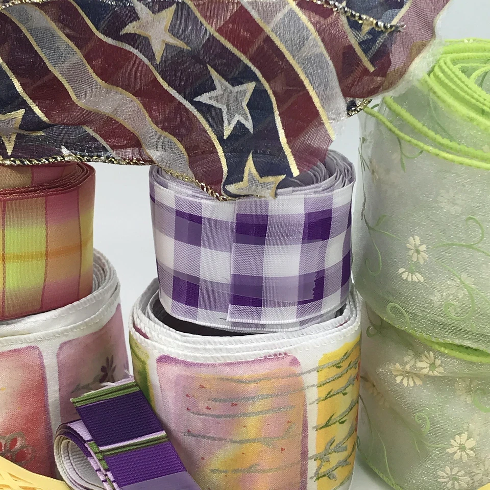 Spools of Ribbon Scrapbooking Trim Multiple Colors & Sizes Lot of 10 Pieces - Image 3 of 4