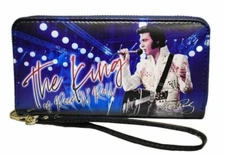 Elvis Presley White jumpsuit  Zip Around  Clutch Wallet Billfold Wristlet