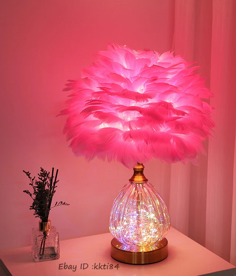 Pink Feather Dazzle Color Light Money Feather Lampshade Small Night Light Lamp