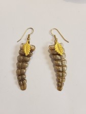 VTG Rattlesnake Rattle Dangle Earrings Southwestern Folk Jewelry Natural Rattle