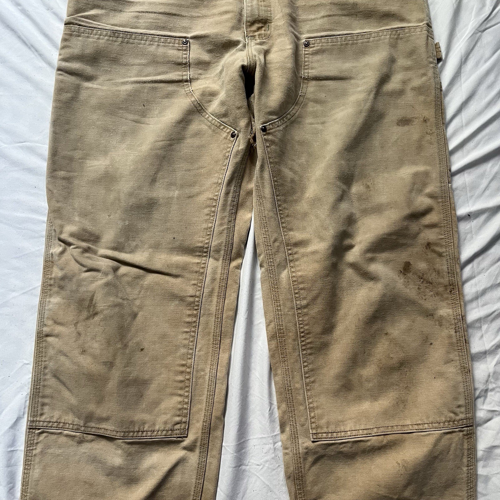 CARAHARTT B01 USA Made Men’ 38x30 Brown Duck Canvas Double Knee Carpenter Pants  thumbnail 2