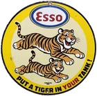 VINTAGE ESSO GASOLINE PORCELAIN SIGN PUT A TIGER IN YOUR TANK GAS OIL PUMP PLATE