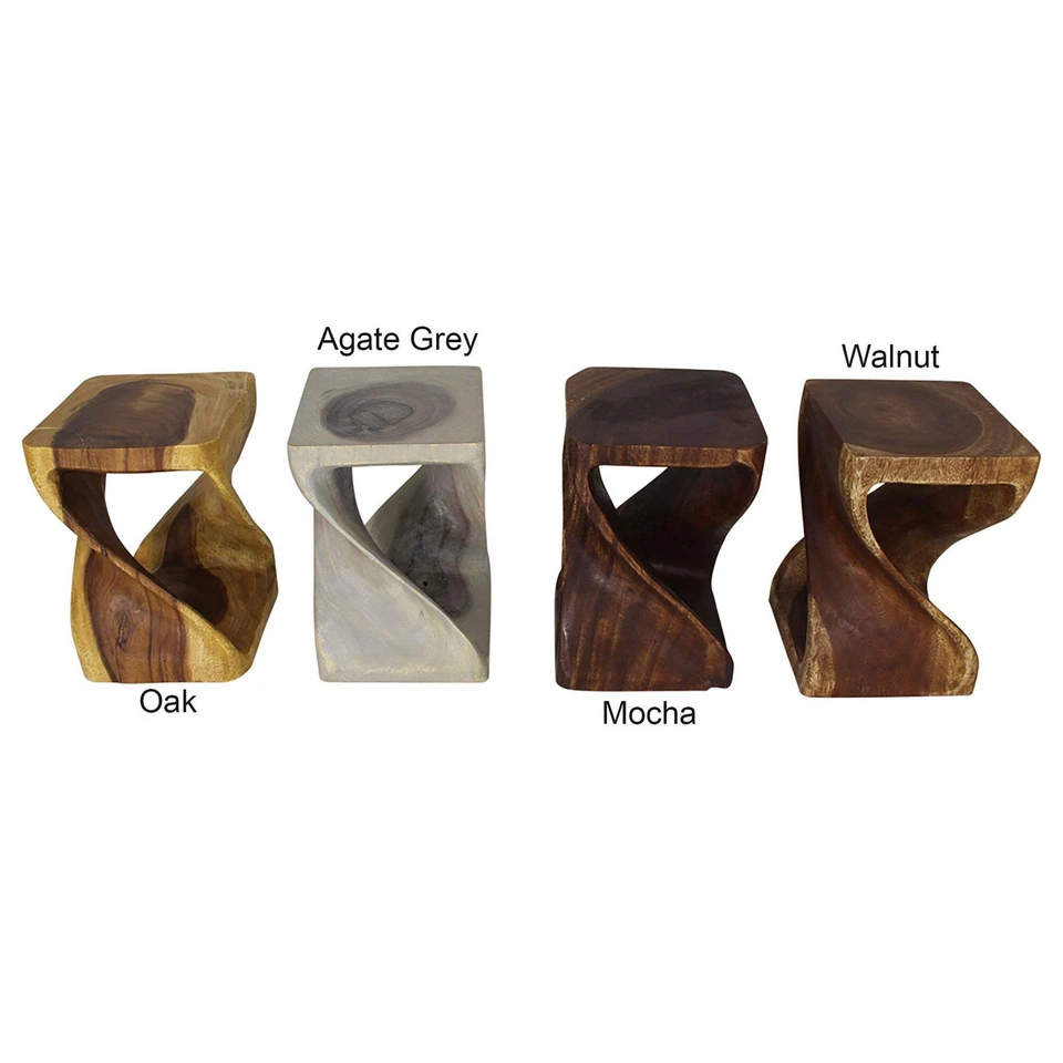 Haussmann Original Wood Twist End Table 12x12x18 in Height Walnut Oil - Image 4 of 4