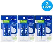 NIVEA Moisture Lip Care 3X Care 0.17oz 2ct 3 ...